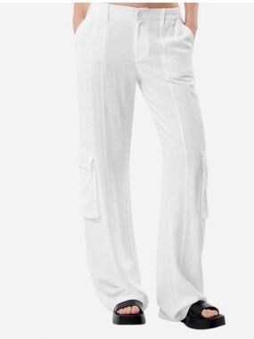 PacSun White Wide-Leg Cargo Trousers with Thigh Pockets